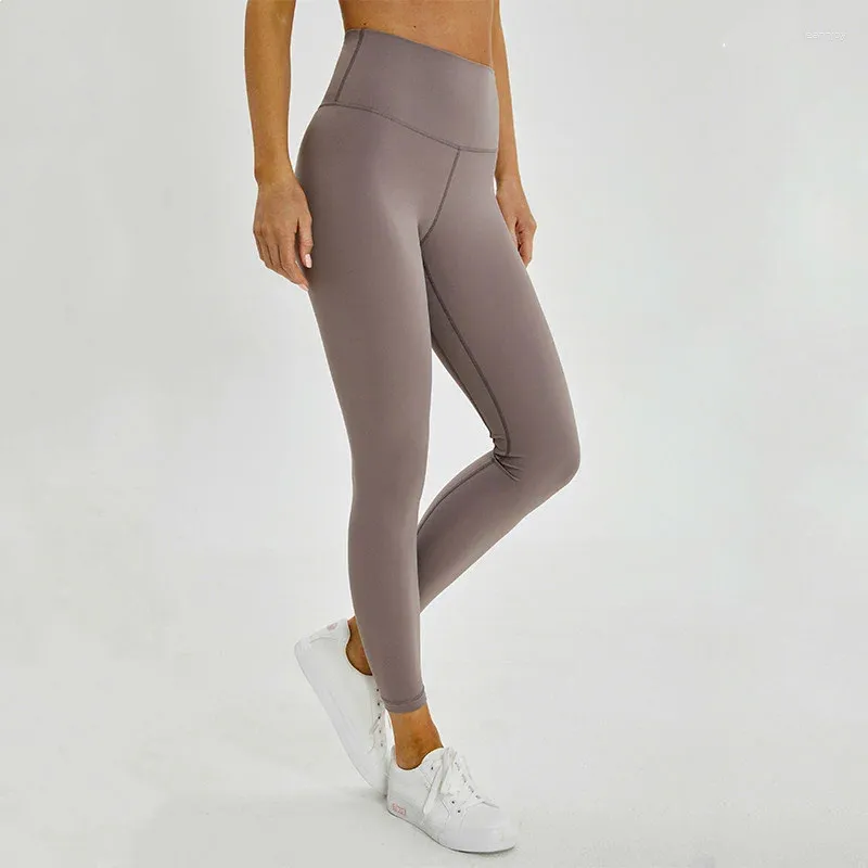 Pantalon actif avec Logo, taille haute, 25 pouces, pour femmes, doux au beurre, sensation d'apesanteur, Yoga, ceinture cachée, collants de gymnastique extensibles avec poche