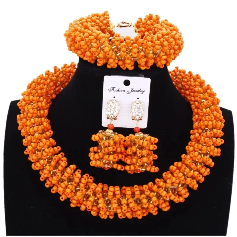 Dudo Orange and Gold African Beded Choker Naszyjnik dla kobiety 2024