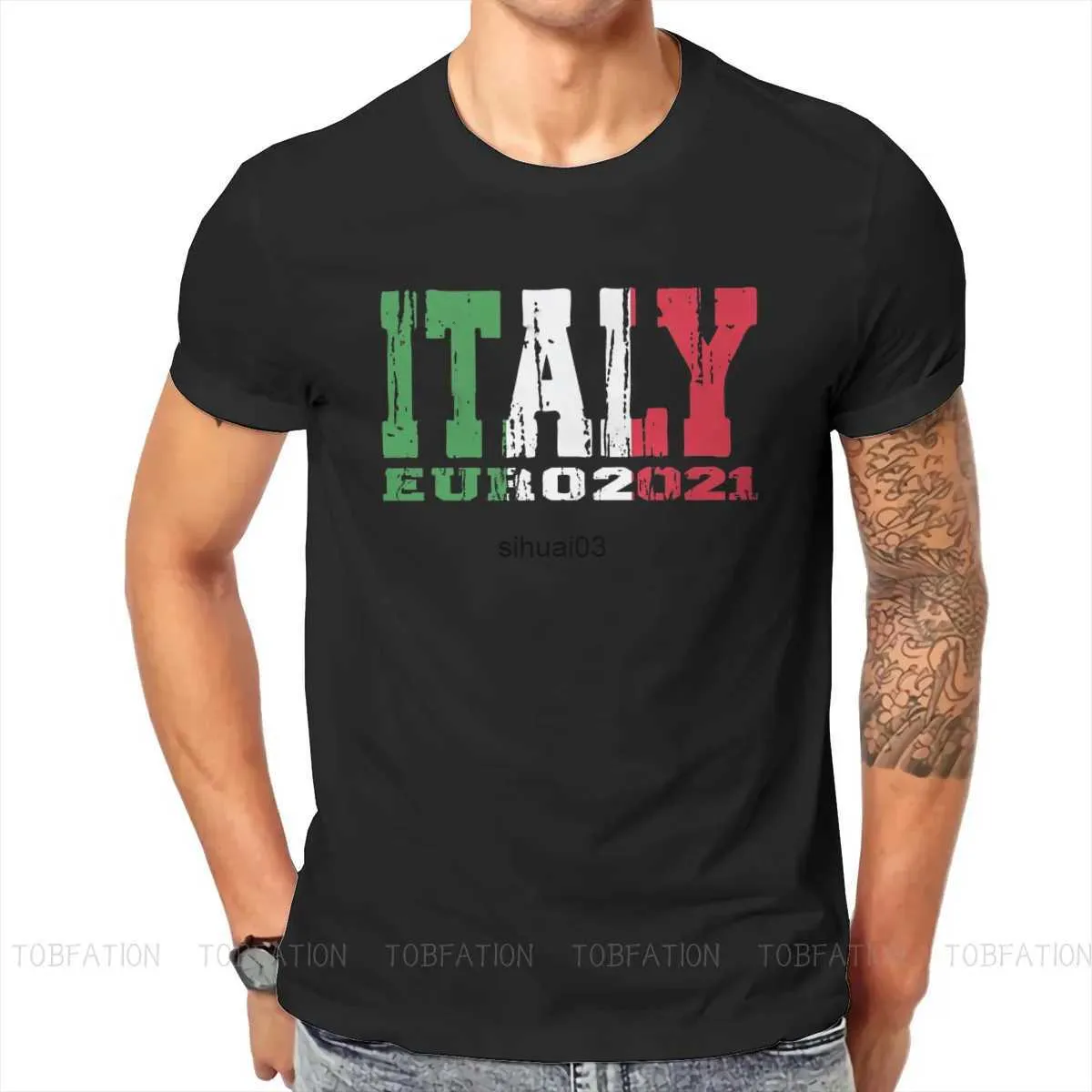 T-shirts pour hommes Italie Euro Football Cup 2021 T-shirt classique Punk Crewneck T-shirt Top Vente Harajuku Vêtements pour hommes