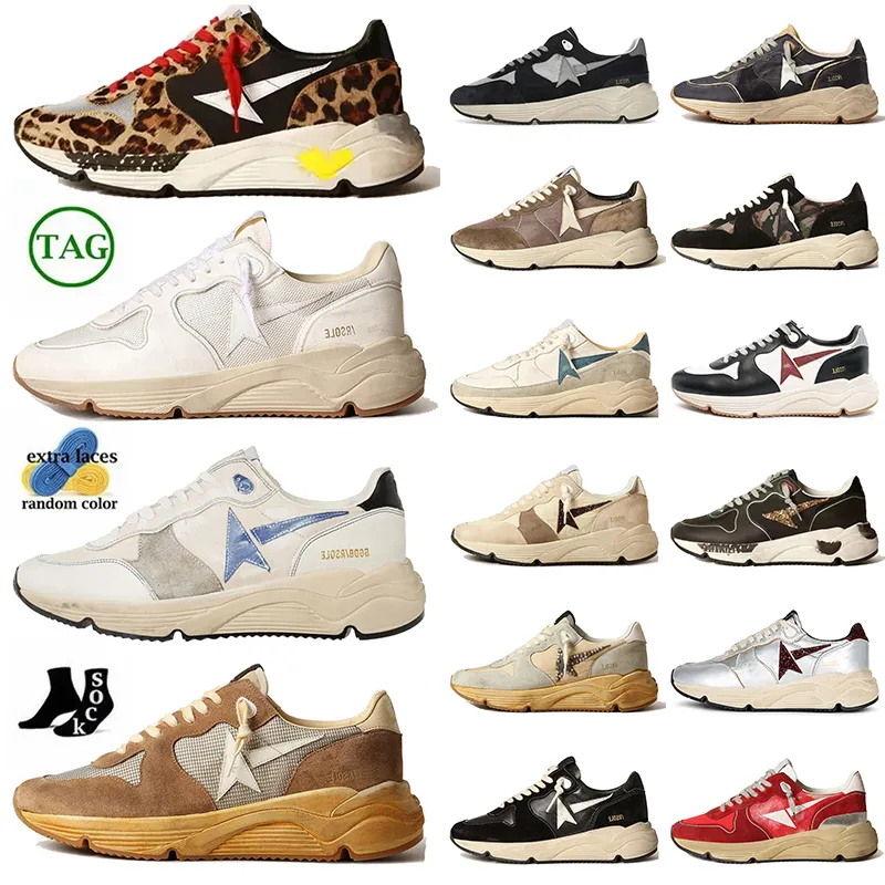 Top Fashion Designer Glitter Casual Schoenen Running Sole Dames Heren Handgemaakt Italië Merk Leer Suède Bovenwerk Vintage Trainers Camouflage Sneakers Ivoor Ster