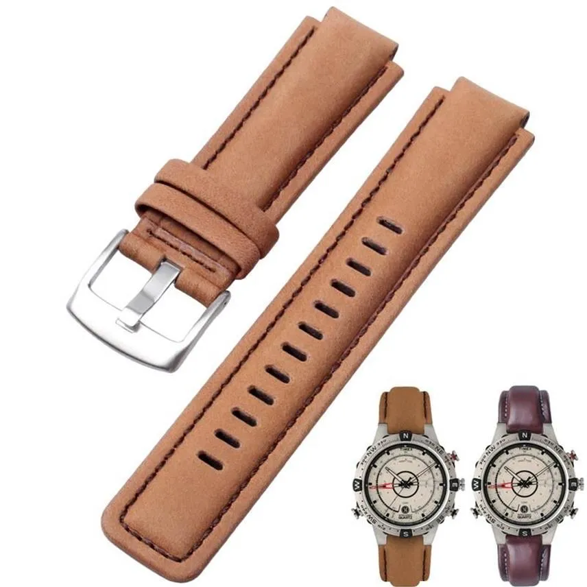 Watch Bands Genuine Calf Hide Leather Strap Band For T2N720 T2N721 TW2T76300 Bulge Width 16MM Men's Wrist Bracelet278F