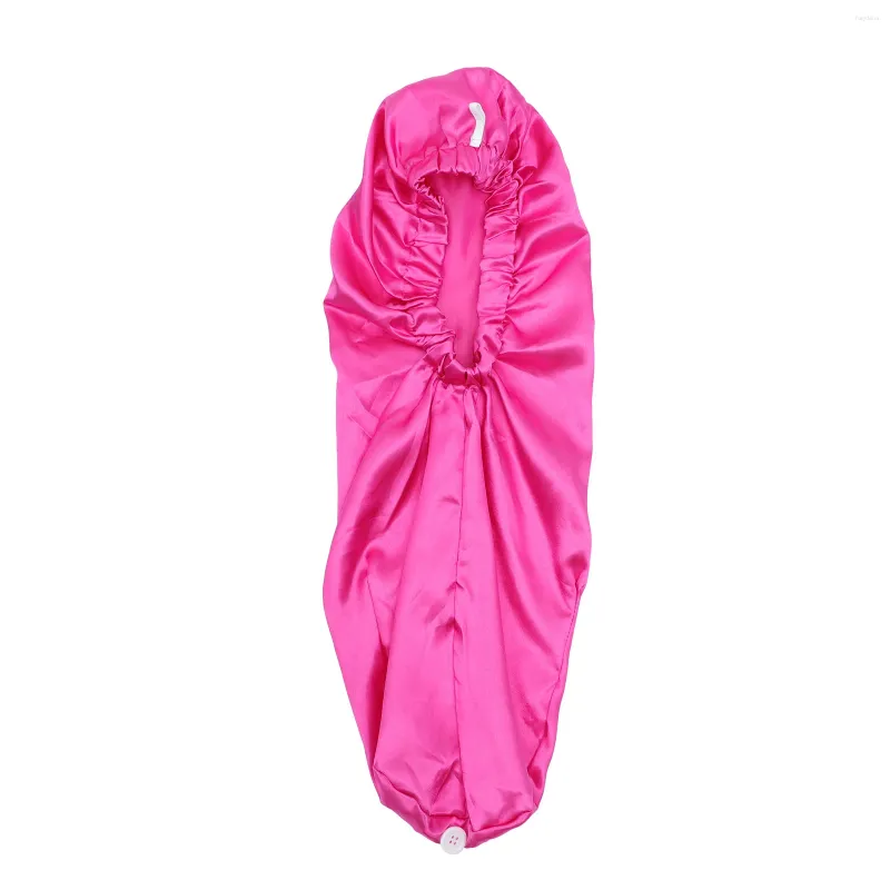Berety długa satyna czapka maska ​​śpiąca włosy z elastyczną opaską nocną czapkę do kąpieli dla lady dziewczyna warkocze dreadloki różowe
