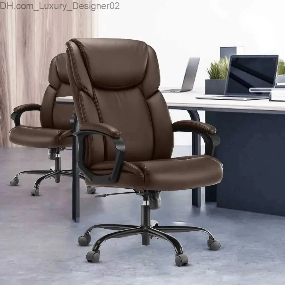 Inne meble przewodniczący biura - ergonomiczne domowe krzesło komputerowe z kółkami Wsparcie lędźwiowe PU skórzane wysokość i obrotowe Q240129