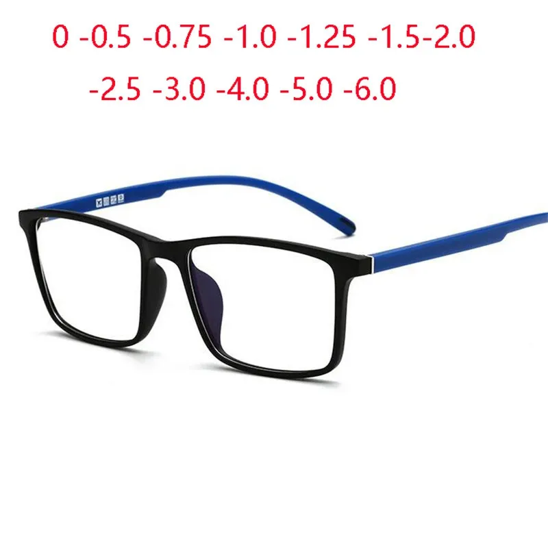 0 -0,5 -0,75 -1,0 do -6,0 minus stopień Tr90 Square Recepty okulary Kobiety mężczyźni Ultralight Business Optical Glasse 240122