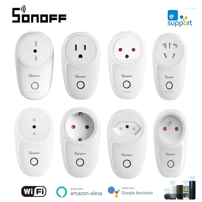 Управление умным домом SONOFF S26 R2 Wi-Fi вилка 16A Розетка питания EU/FR/US/CN/IL/IT/BR Беспроводной переключатель синхронизации Голос через Ewelink