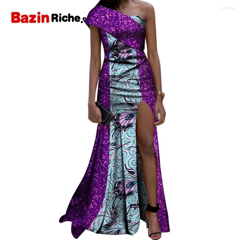 Etniska kläder tryck afrikanska kläder kvinnor kväll eleganta damer lång klänning sexig för festklänning wy8446