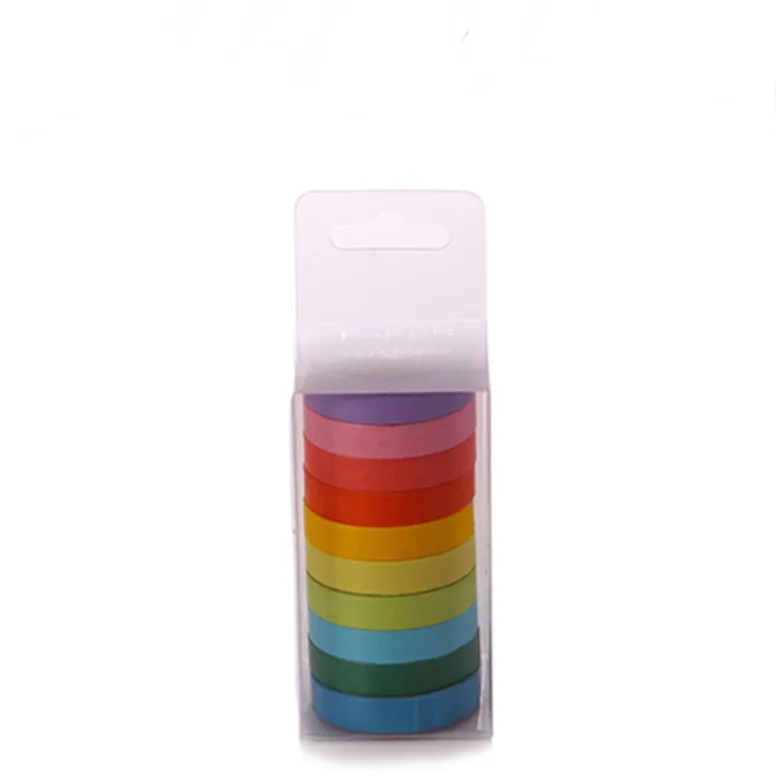 Mehrfarbige Klebebänder, bunt, zum Selbermachen, Bonbonfarben, einfarbig, niedlich, leicht zu zerreißen, Washi-Regenbogen-Klebeband