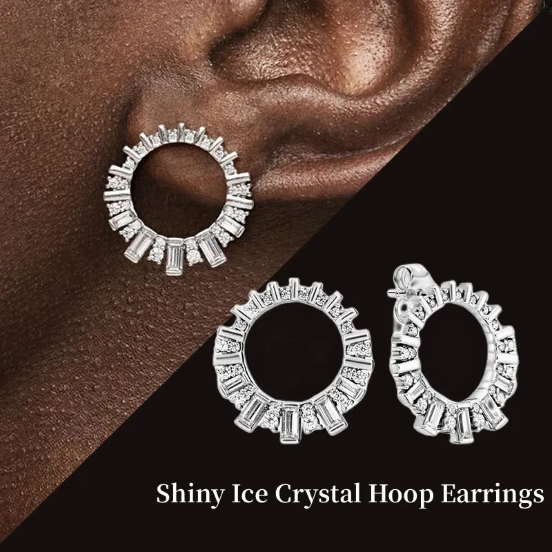 Kolczyki Kolczyki na kryształowe kolczyki 925 Srebrne pierścienie certyfikowane kobiety biżuteria modne luksusowe marki jakość prawdziwa oryginalna hurtowa hurtowa
