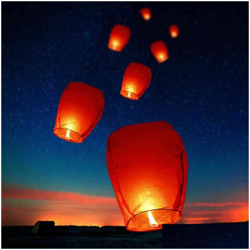 Candles 10-30Pcs Chinese Paper Sky Flying Ing Lanterns Fly Candle Lamps Light Christmas Party Wedding Festival Decoration R231128 Dr Dhak1