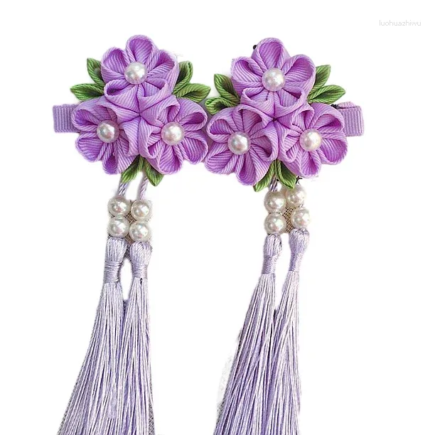 Accessori per capelli 12 pezzi 238-241 Donna Ragazza Kimono giapponese Fiore Clip Kanzashi Decor Pin Ornamento Tie Band H