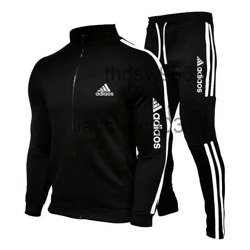 Tracksuits masculinos novos conjuntos de homens moletom + sweatpants treino zíper gola esportes terno jogging roupas de fitness j231023 egaj