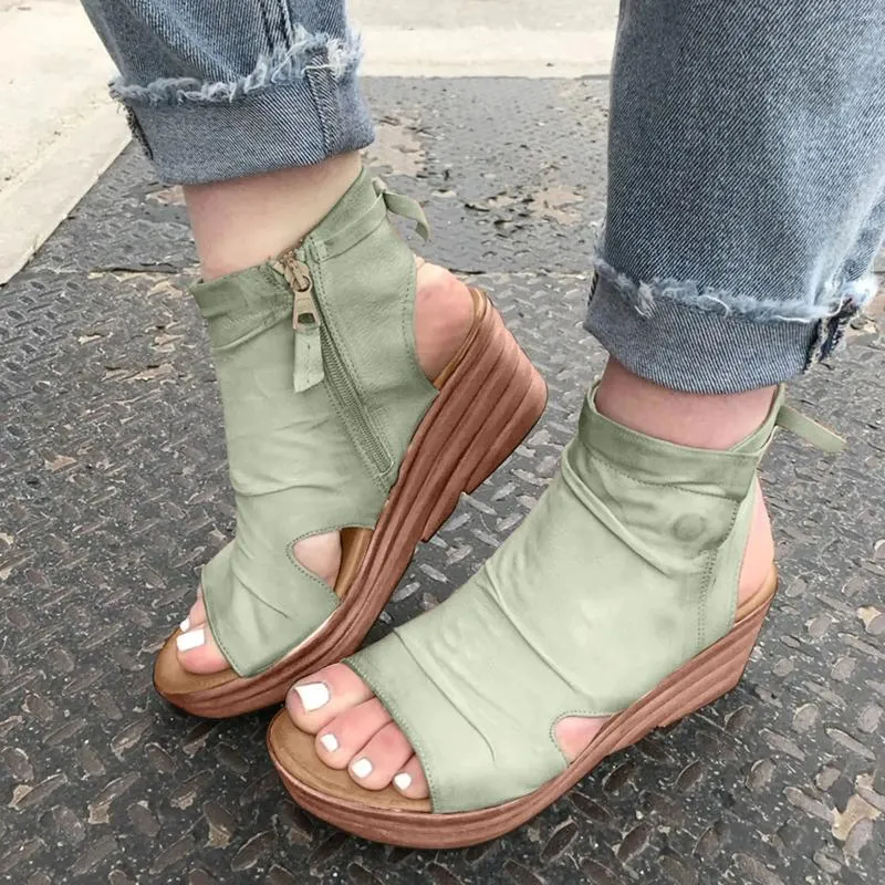 Sandalen Fisch Mode Feste Ferse Keil Mund Schnalle Plattform Damen Casual Farbe Ananas Für Frauen Größe 9