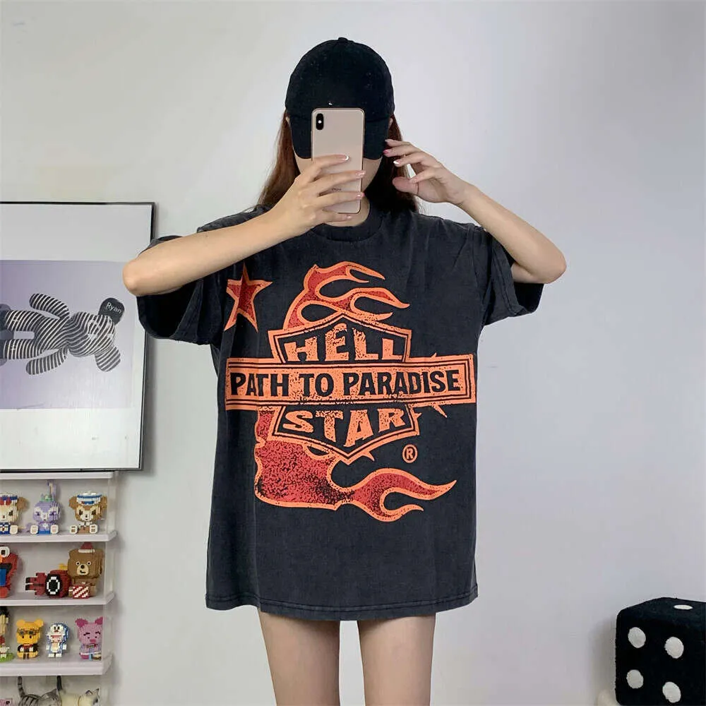 Magliette Hellstar Magliette da uomo Magliette da donna Hip Hop Streetwear Maniche corte stampate alla moda Maglietta firmata T-shirt da coppia ampia Graffiti T-shirt divertente Moda 20