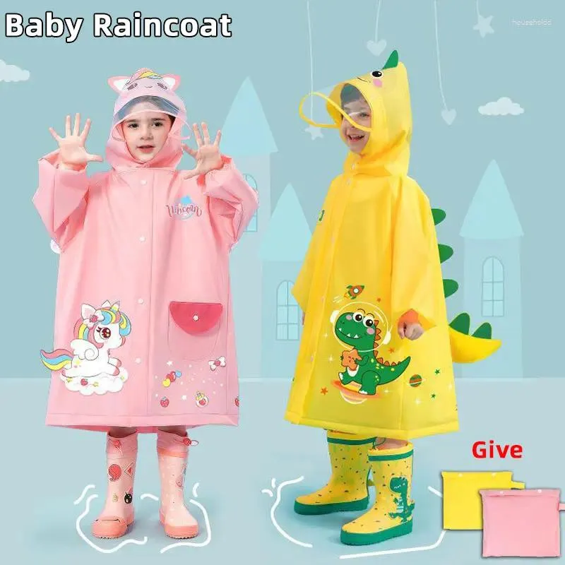 Raincoats EVA Raincoat Children's 80-140cm Girl Boy Baby Rain-Proof Clothes Kindergarten Poncho Waterproof Rainwear Suit