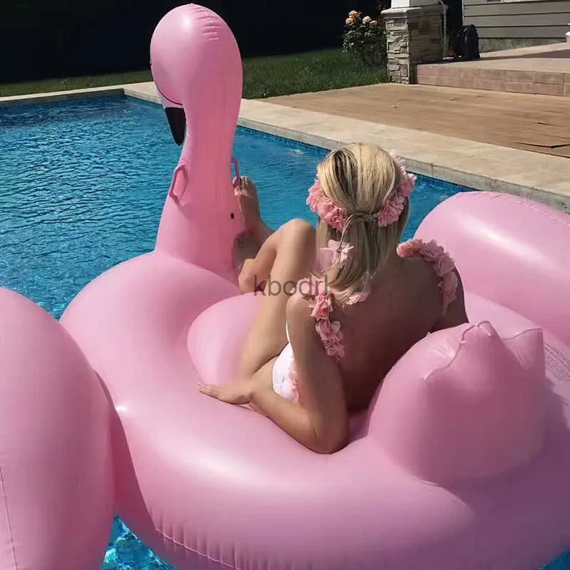 Other Pools SpasHG 60 Inch Giant Inflatable Flamingo Pool Float Pink Ride-On Swimming Ring Adults Children Water Holiday Party Toys Piscina YQ240129