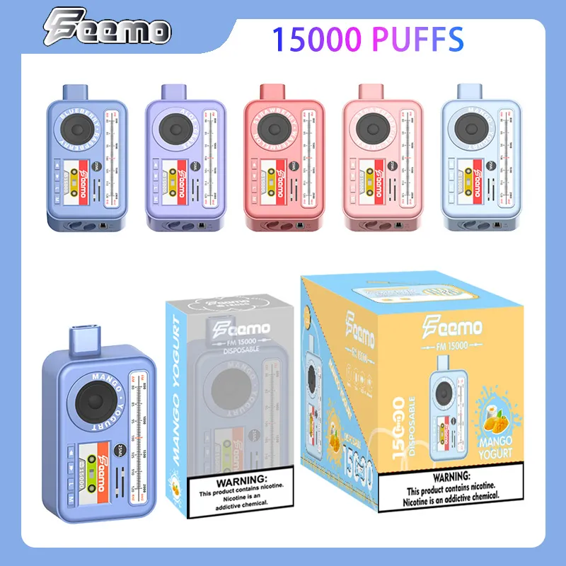 Склад в ЕС, США, одноразовая вейп-бокс Puff 15K FM15000 puff 15000 Vape Box Mod Электронные сигареты вейп-устройство 5% 25 мл Предварительно заполненная сетчатая катушка Pod 850 мАч Аккумуляторная батарея