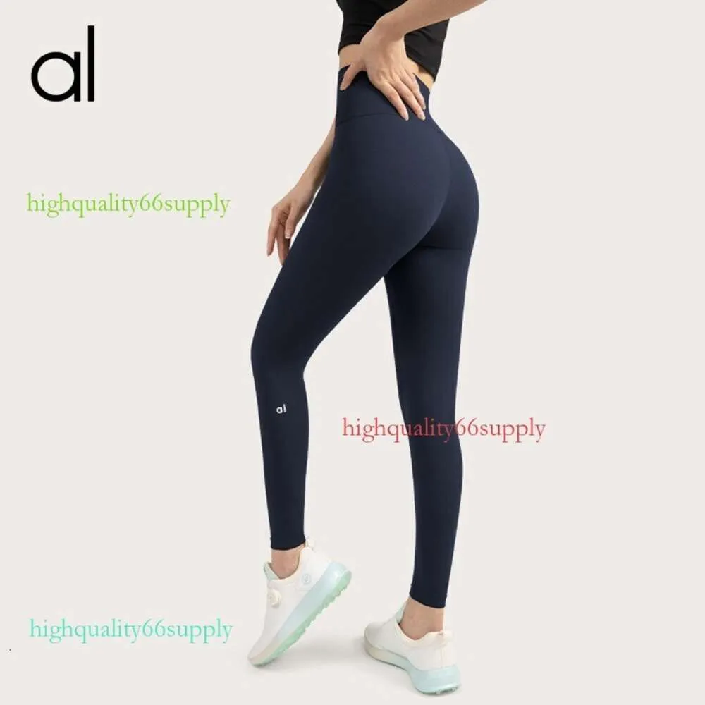 Al Women Yoga Pants Push Ups Fitness Leggings Soft High midje höftlyft Elastiska T-line sportbyxor med logotyp