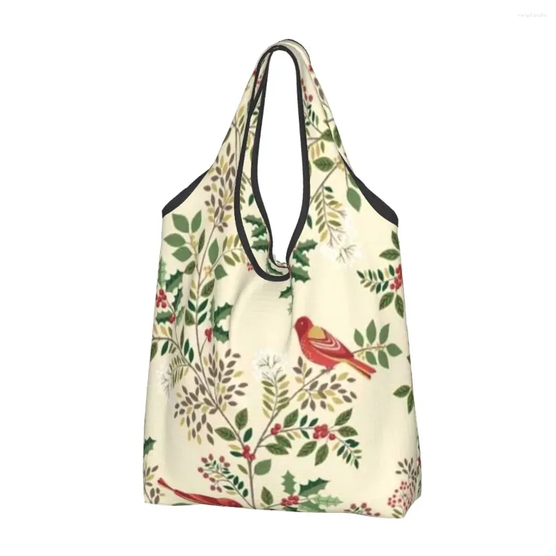 Sacos de compras Natal jardim metálico feminino casual bolsa de ombro grande capacidade tote portátil armazenamento bolsas dobráveis
