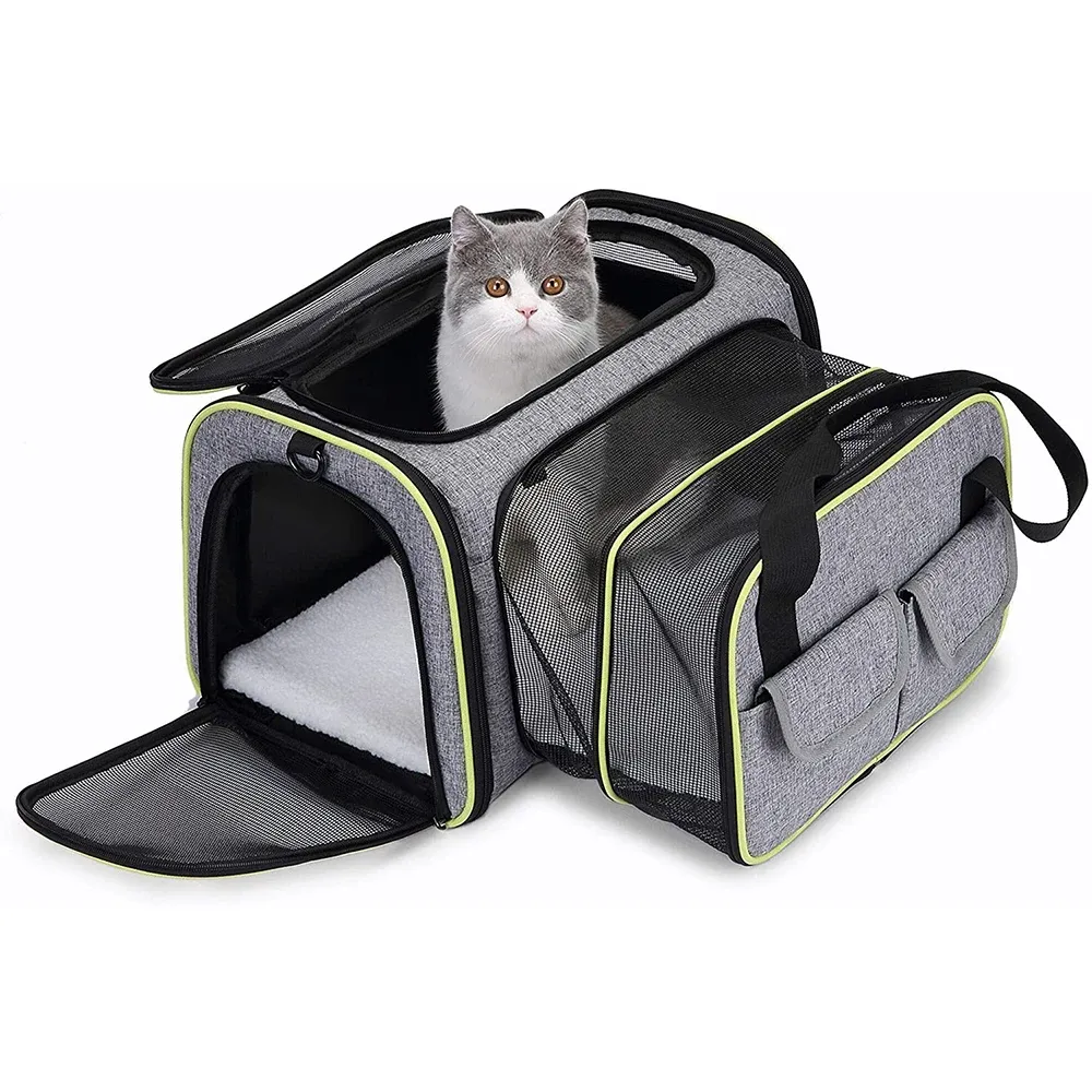 Carrier Cenkinfo Flygbolag Godkända kattbärare Soft Cat Carrier Foldbar Dog Bag Ventilate Expanderbara husdjursresor.