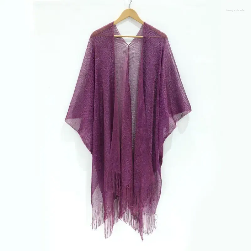 Costume da bagno da donna Mantello da spiaggia Mantello da donna Poncho in tessitura a maglia fine Vacanza al mare Primavera ed estate Lady Cappotto bikini con spacco dorato Scialle Viola