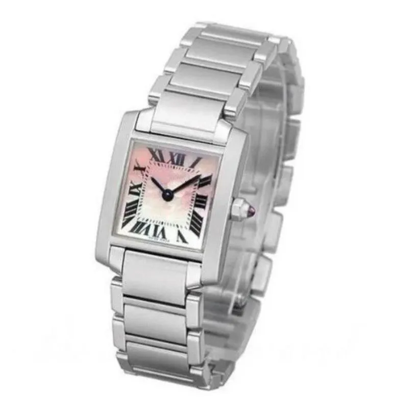 high quality men woman quartz watch female square watchcase pink dial Steel band watches 5302381