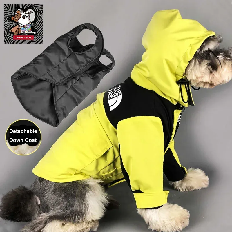 Vêtements TawneyBear The Dog Face Winter Dog Down Jacket Chaud Petit Moyen Pet Parka 2In1 Doublure Amovible Chihuahua Vêtements Ropa Perro