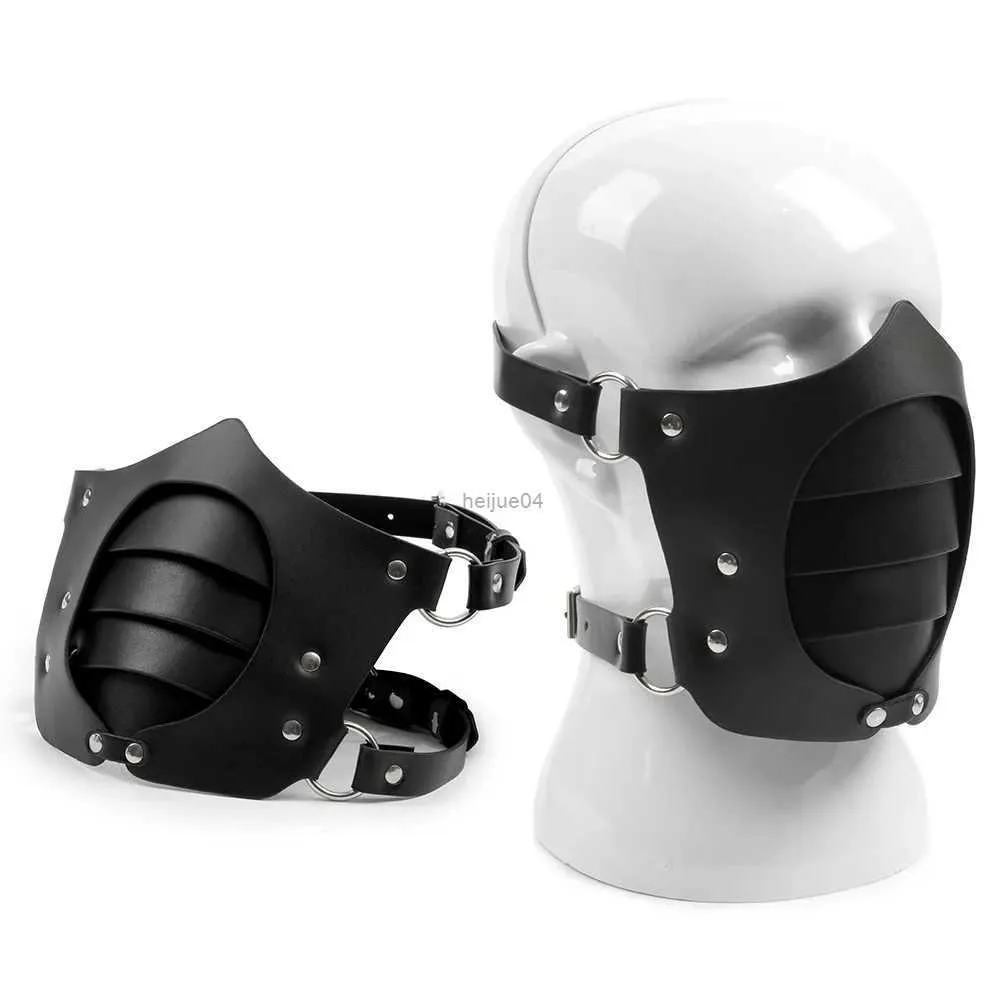 Giocattoli per adulti BDSM Maschera schiava Punk Moto Foschia Viso Maschera erotica sexy Polvere maschile Gioco per adulti Bondage Restrizioni Cosplay Giocattoli del sesso per gli uomini Gay