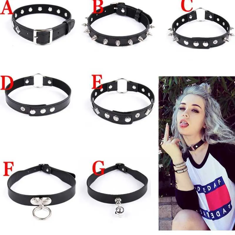 Brinquedos adultos sexy couro punk rebites colar acessórios para fetiche colar bondage role play casais flertando homens mulheres gay festa presente