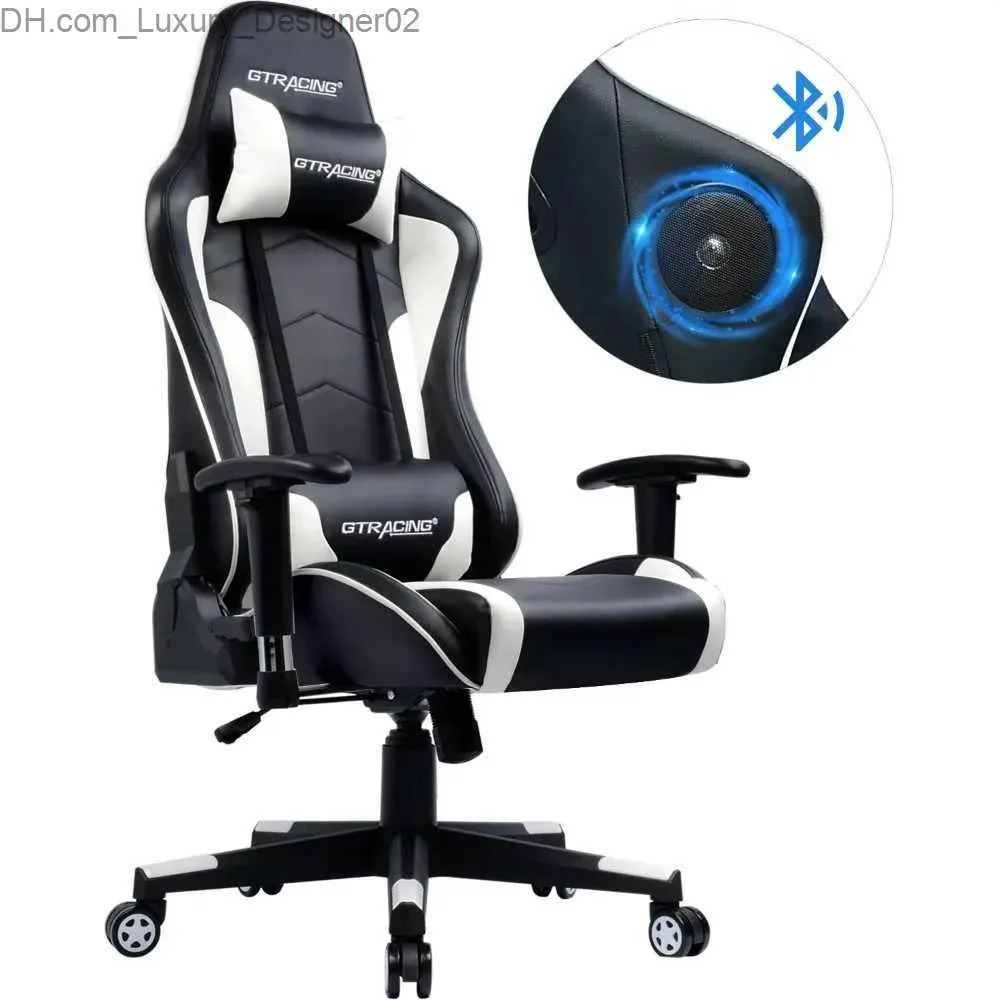 Autres meubles GTRACING Gaming Chair PU Chaise de bureau avec haut-parleurs Bluetooth à la maison Épaissir le dossier et le coussin Q240129