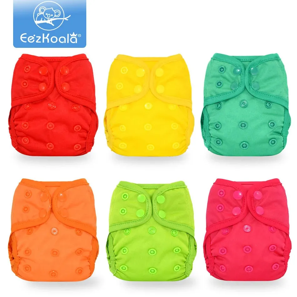 EezKoala 6Pcs/Set born Cover Baby Cloth Diaper Waterproof Cover Eco-friendly Nappies Reusable Washable Adjustable Pocket 240119