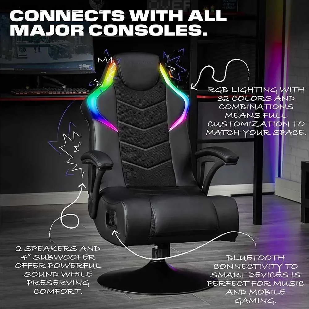 X Rocker Nemesis RGB Audio Pedestal Gaming Chair Black Mesh