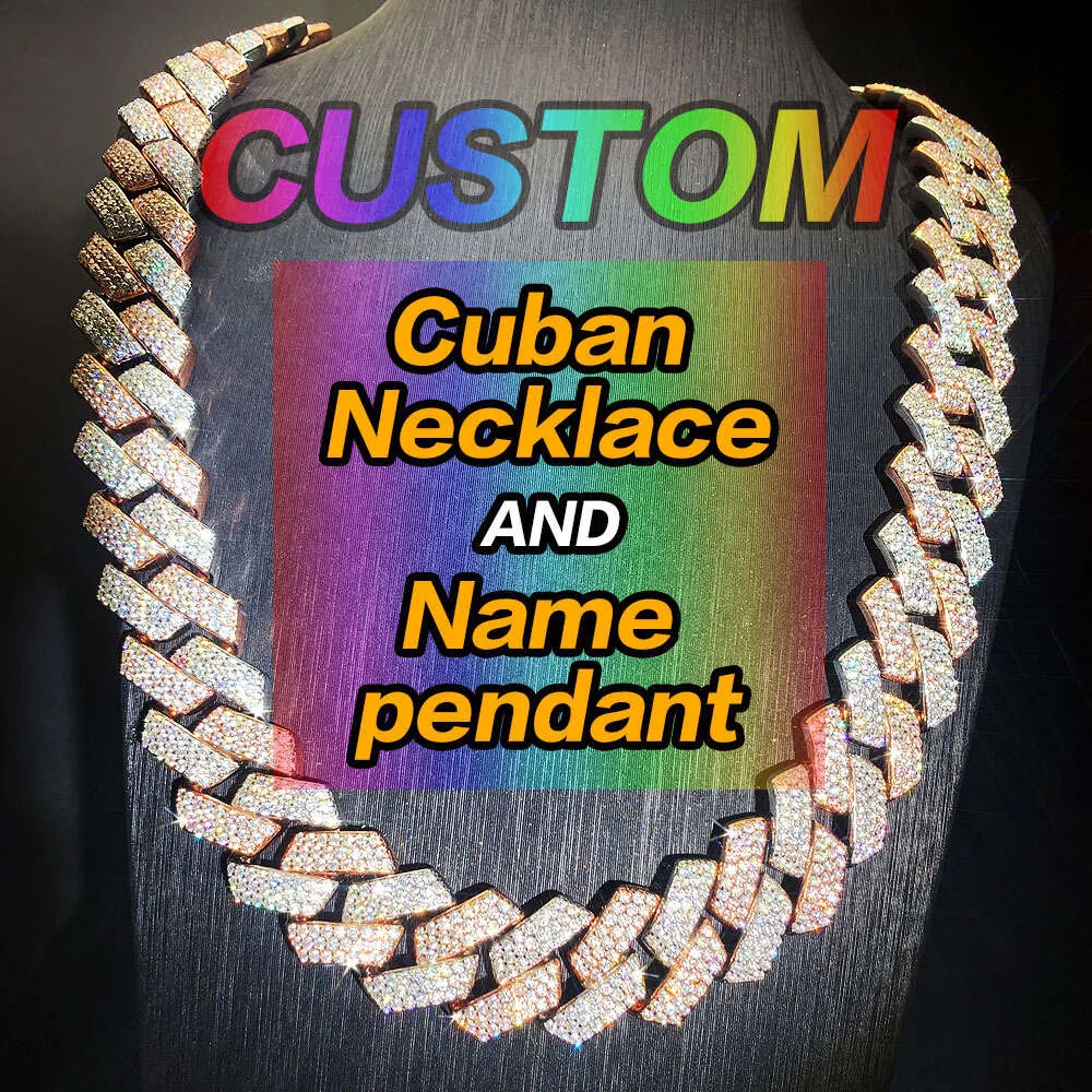 Personnalisé Hiphop Moissanite chaîne à maillons cubains en argent sterling 925 bijoux glacés Bling Vvs diamant Miami Cadena collier cubain hommes