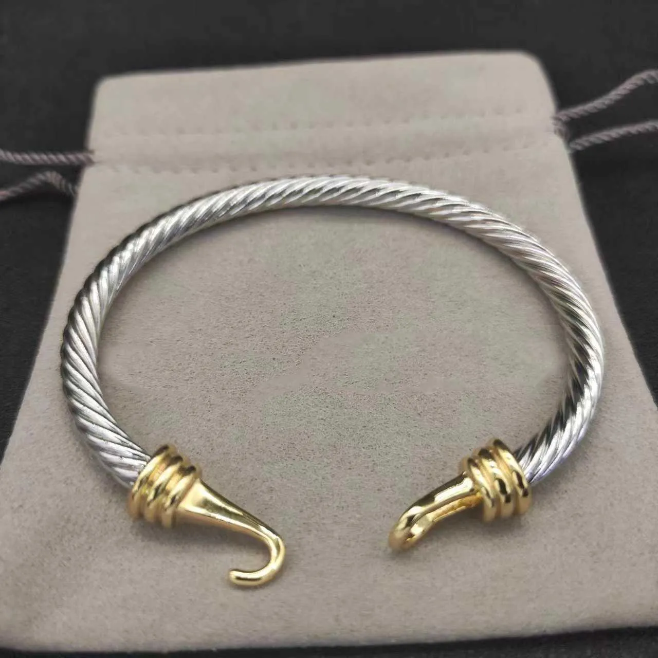 luxe armband kabel armbanden DY pulsera designer sieraden dames heren zilver goud Parelkop X-vormige manchet Armband david Y sieraden kerstcadeau 5MM DY sieraden R24