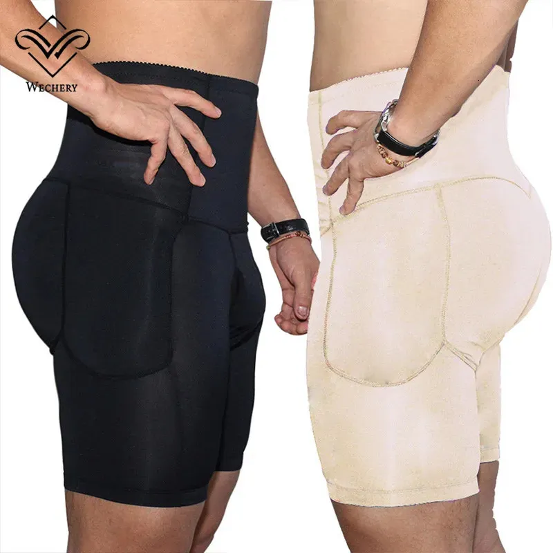 Wechery Slimming Shaper Bellies Control Panties Men's High Waist Underwear Plus Size Padded Shapers S-6XL 4 Piece Pads 240125