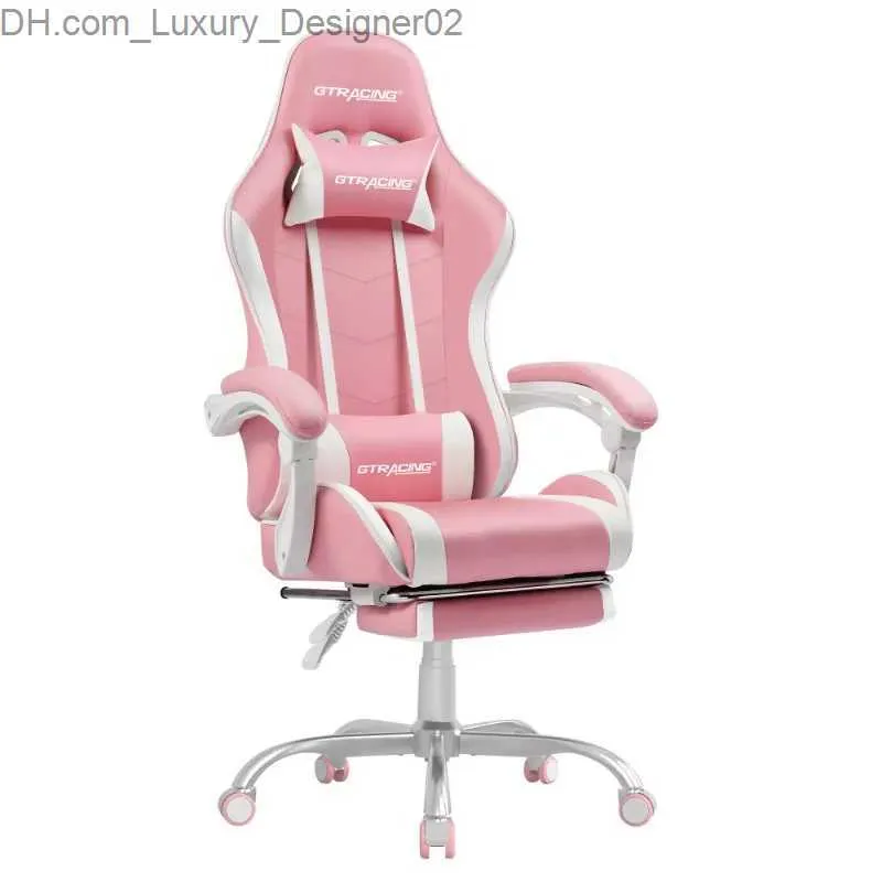 Other Furniture GTRACING GTWD-200 Gaming Chair with Footrest Adjustable Height and Reclining Pink gaming chair Q240129