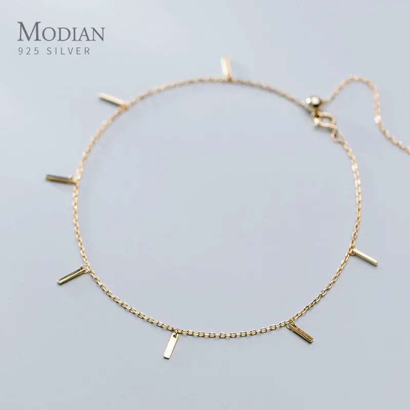 Collana Modian Nuovo arrivo Sterling Sier Moda Cavigliera geometrica per donna Cavigliera a catena regolabile Gioielleria raffinata Regalo per ragazza