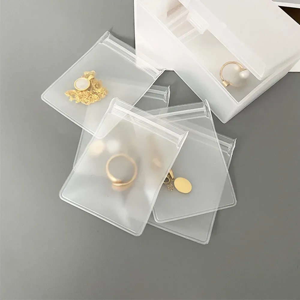 Jewelry Transparent Portable PVC Jewelry Bags Anti Oxidation Zip Lock Storage Pouches for Earring Necklace Bracelet Display Packaging