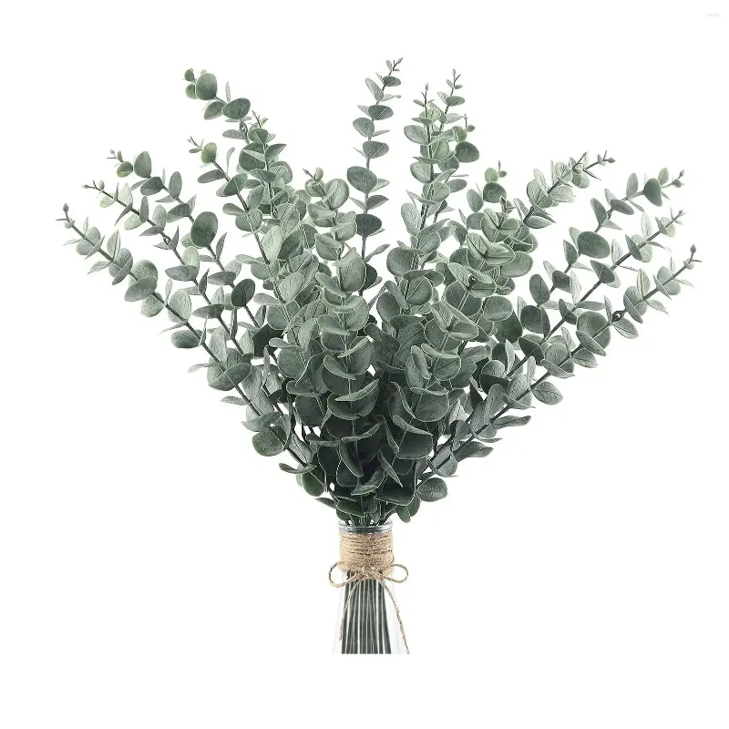 Fleurs décoratives 20 pièces pièce maîtresse fausse plante vraie touche arrangement floral tiges feuilles décor à la maison Bouquet branche d'eucalyptus artificielle