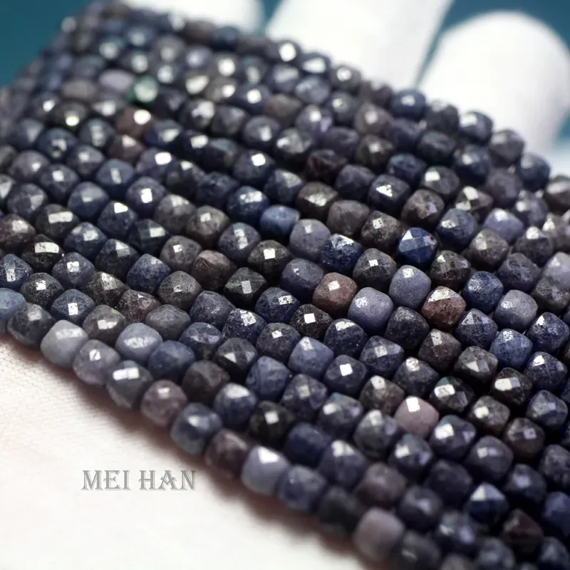 Alloy Meihan Wholesale Natural Blue Sapphire 4.5mm Faceted Cube Loose Beads For Jewelry Making Design DIY