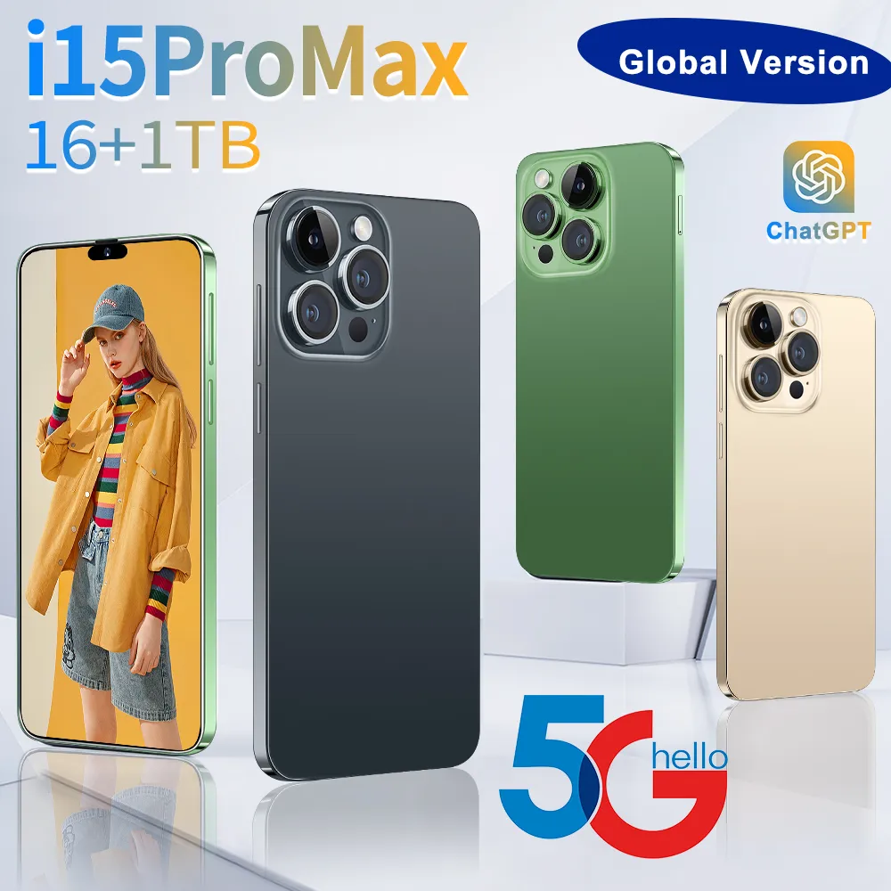 New Original i15 Pro Max Smartphone 6.7 Inch HD Full Screen Face ID Rom 4G 8G 16G Mobile Phones Global Version 4G 5G Cell Phone