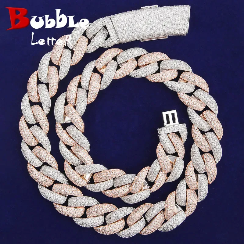 Bolha Carta Miami Cuban Link Chain Homens Colar 5A Cubic Zircon Hip Hop Gargantilha Rock Jóias Tendência Presente de Natal 240127