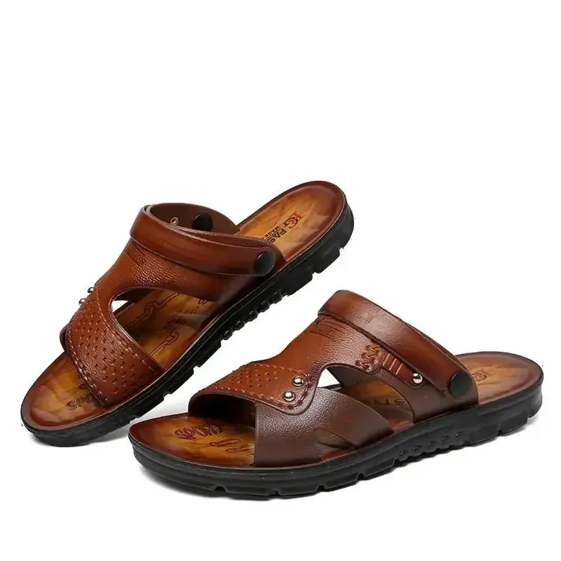 Zapatillas de verano de playa de doble uso para hombres jóvenes con punta abierta, sandalias antideslizantes para hombres, zapatos para hombres 24011 66 s