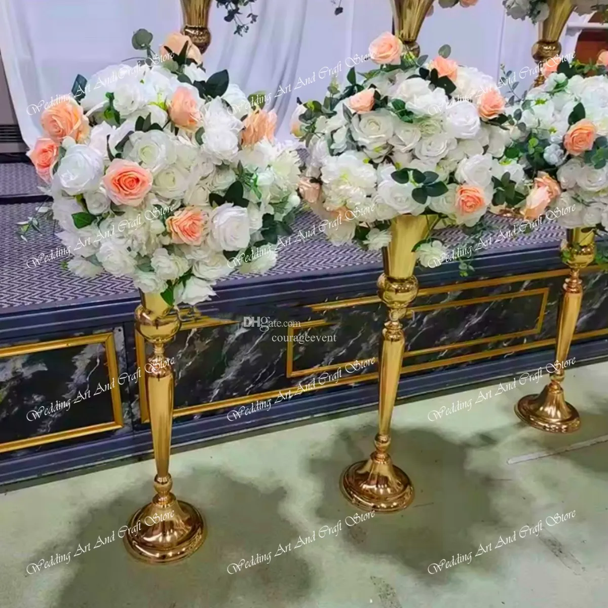 60 cm à 120 cm de haut) décoration de pièce maîtresse florale personnalisée de mariage centres de table de boules de fleurs de roses artificielles pour les décorations d'arrangement de toile de fond de mariage 378