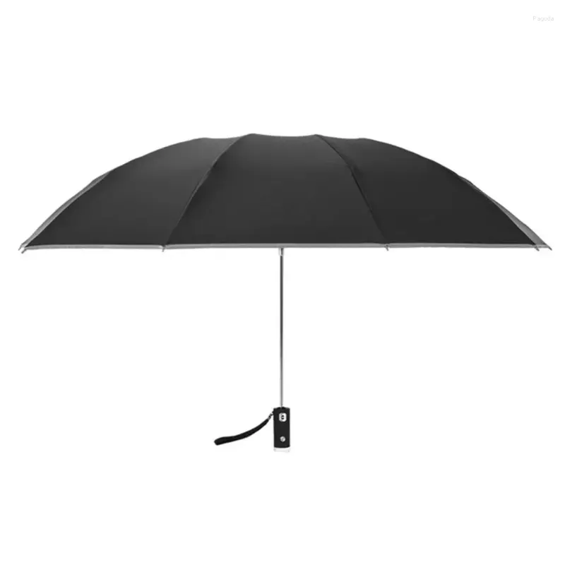 Parapluies Parapluie pliant inversé entièrement automatique avec LED 10 nervures coupe-vent bande réfléchissante UV pour le soleil ou la pluie