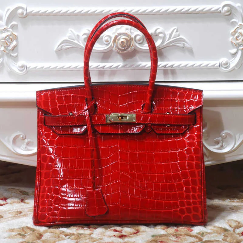 Wholesale Top Original party Home tote bags online shop Crocodile patterned bag for women's handbag genuine leather ladiesbag Have Real Logo