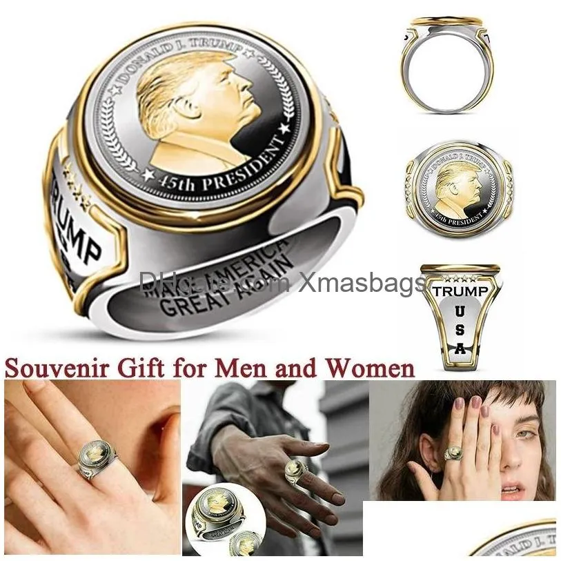 Partij gunst ringen voor mannen ons president Trump heren sieraden accessoires tijd geheugen souvenir cadeau voors en vrouwen maat 7-12 drop leveren Dhide
