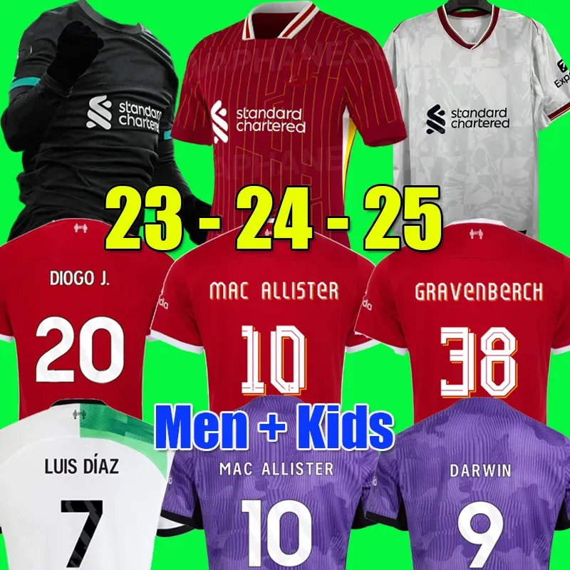 23 24 Soccer Jerseys Kids Kit Home Away Third 3rd Fc Football Shirts Mohamed Szoboszlai Mac Allister Luis Diaz Alexander Arnold Darwin Elliott Diogo J. Femmes