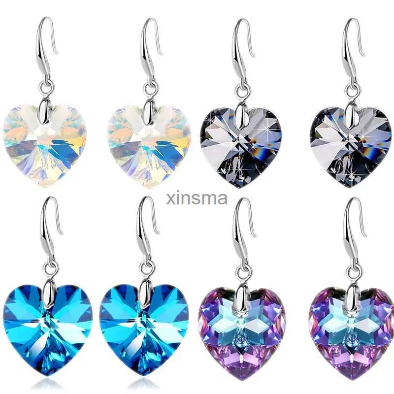 Stud Charm Multi-Color Crystal Glass Heart Beads Pendant Necklace Earring 1 SET YQ240129