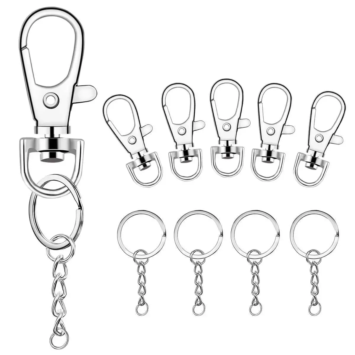 Kolye 100 PCS kordon Snap Hooks ve Anahtar Yüzükler Anahtarlık ve Atlama Halkaları ile Anahtar Halkalar Lanyard DIY Takı El Sanatları Aksesuarları