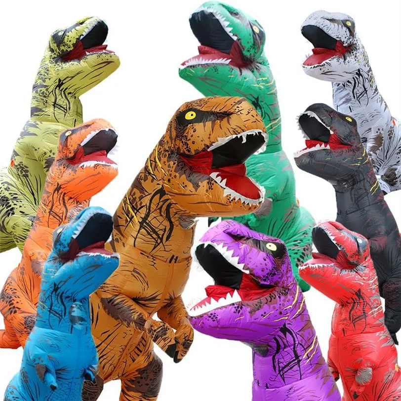 Mascot kostymer vuxna barn dinosaurie uppblåsbara kostymer fancy halloween fest kostym rolig tecknad karneval220m